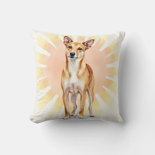 Coussin Art de chien Caroline Aquarelle Soleil Éclatant