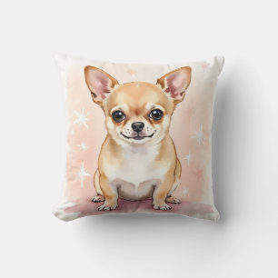 Coussin Art de Chihuahua en aquarelle avec éclat