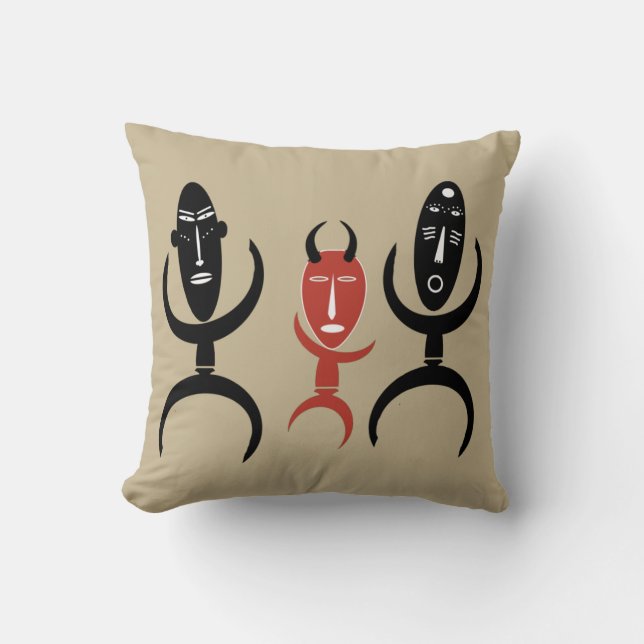 Coussin Art de danse tribale africaine moderne abstrait (Recto)