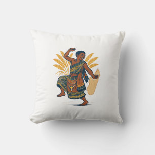 Coussin Art de danseur culturel vintage de Madagascar - Pr