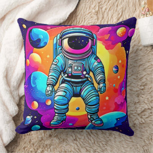 Coussin Art de dessin animé spatial vibrant : Rêves d'astr