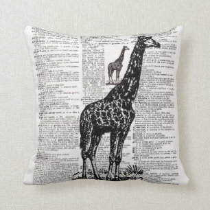 Coussin Art de dictionnaire de girafe
