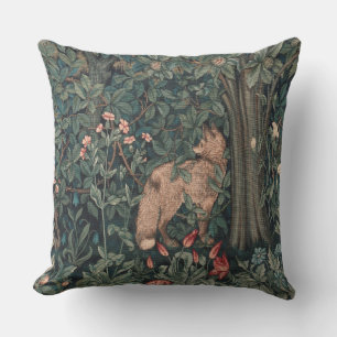 Coussin Art de faune de renard de verdure de William Morri