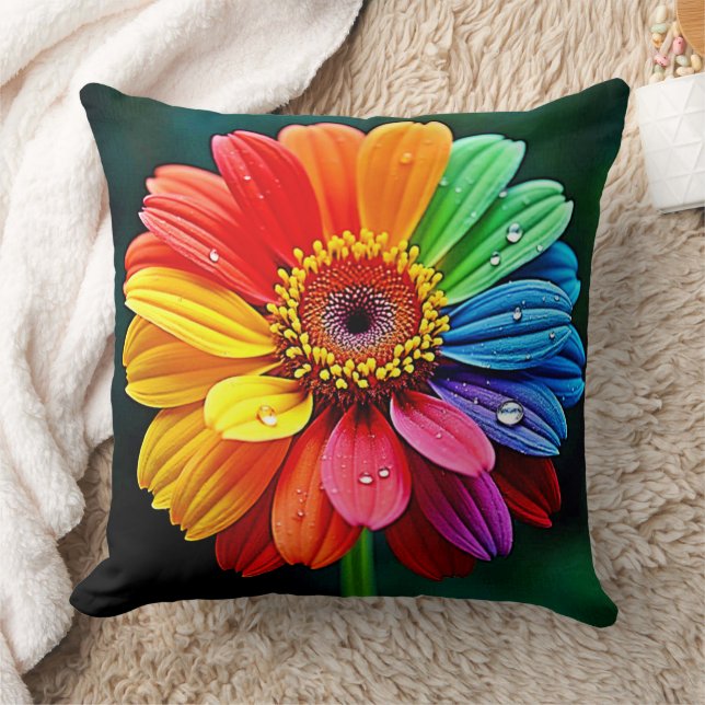 Coussin Art de fleur à pétale arc-en-ciel (Couverture)