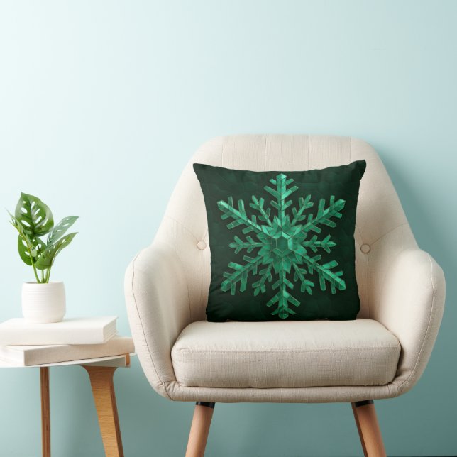 Coussin Art de flocon de neige en cristal d'émeraude (Chaise)