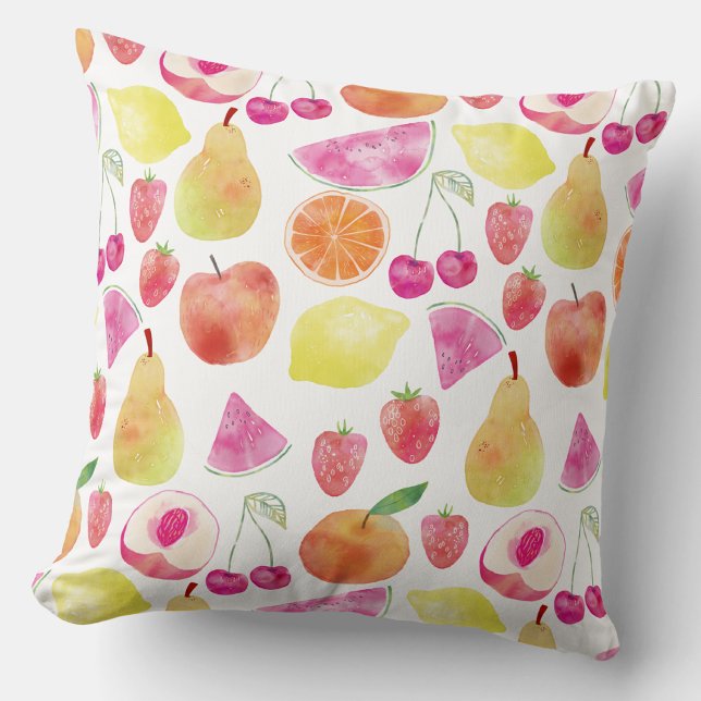 Coussin Art de fruit à l'aquarelle (Watercolor fruit pattern throw pillow)