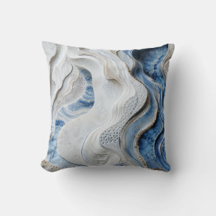 Coussin Art de géode en cristal de marbre bleu et blanc
