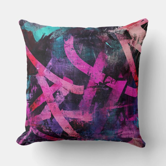 Coussin Art de graffiti urbain brut avec des traits de pei (Recto)