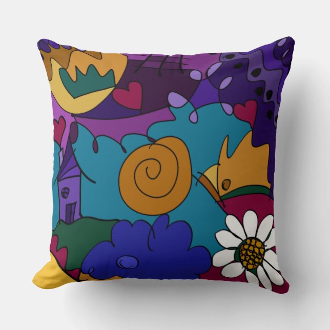 Coussin Art de gribouillage coloré (Recto)