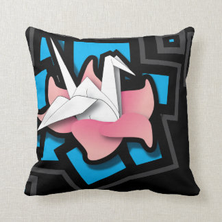Coussin Art de grue sur le noir