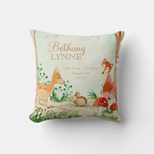 Coussin Art de hibou de lapin de Fox de cerfs communs (Recto)