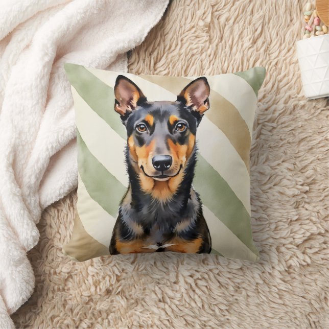Coussin Art de Kelpie australien aquarelle Terre Rayure (Couverture)
