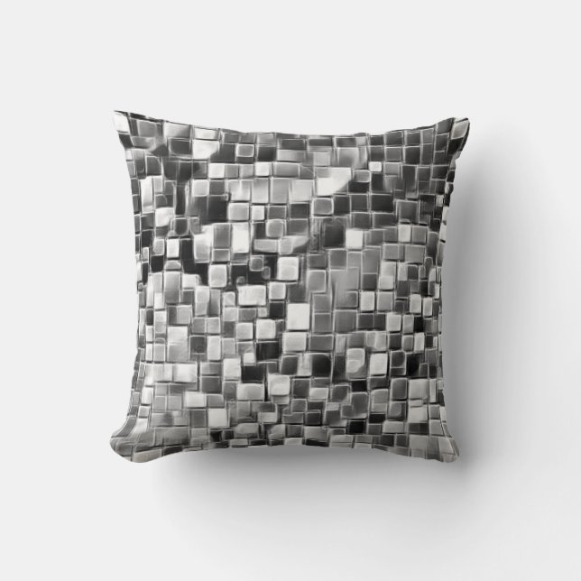 Coussin Art de la bulle de mosaïque / Noir & Blanc / (Recto)