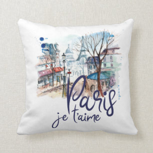 Coussin Art de la France de calligraphie d'aquarelle de