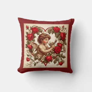Coussin art de la Saint-Valentin vintage amour cupidon