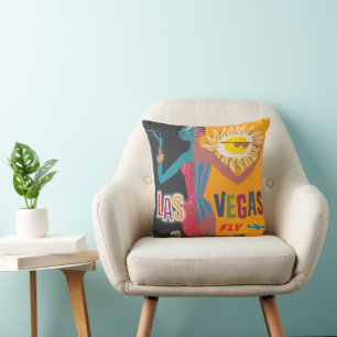 Coussin Art de l'affiche de voyage de jeu de Las Vegas vin