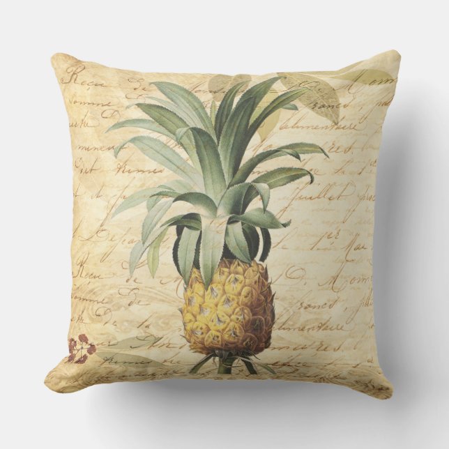 Coussin Art de l'ananas tropical rustique (Recto)