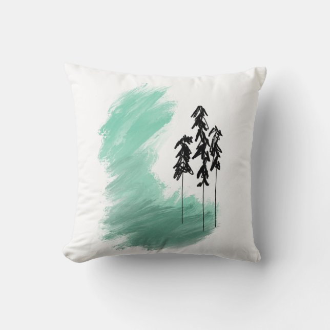 Coussin art de l'arbre vert scandinave simple moderne ment (Recto)