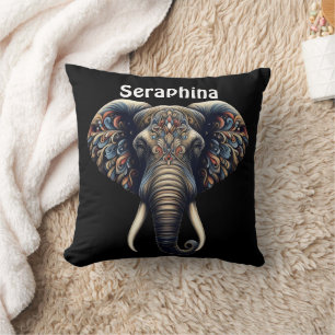 Coussin Art de l'éléphant de l'aube fleuri