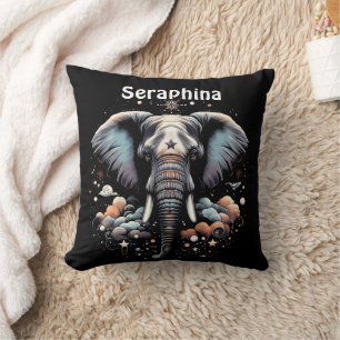 Coussin Art de l'éléphant de l'aube fleuri