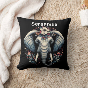 Coussin Art de l'éléphant de l'aube fleuri
