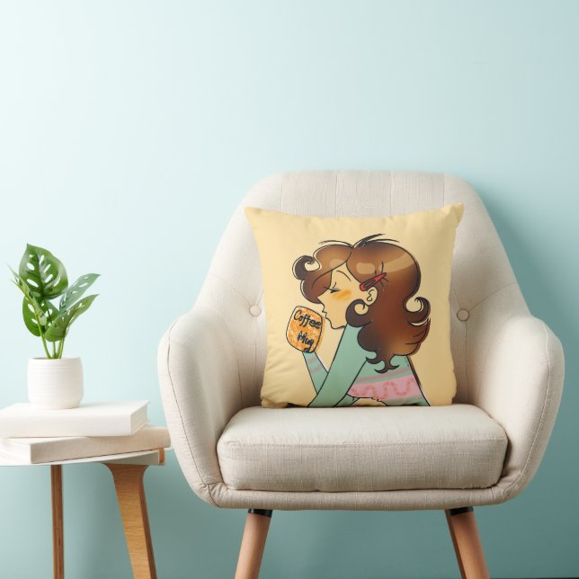 Coussin Art de l'humeur du café cosy du matin (Chaise)