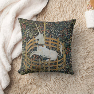 Coussin Art de licorne médiévale vintage en captivité