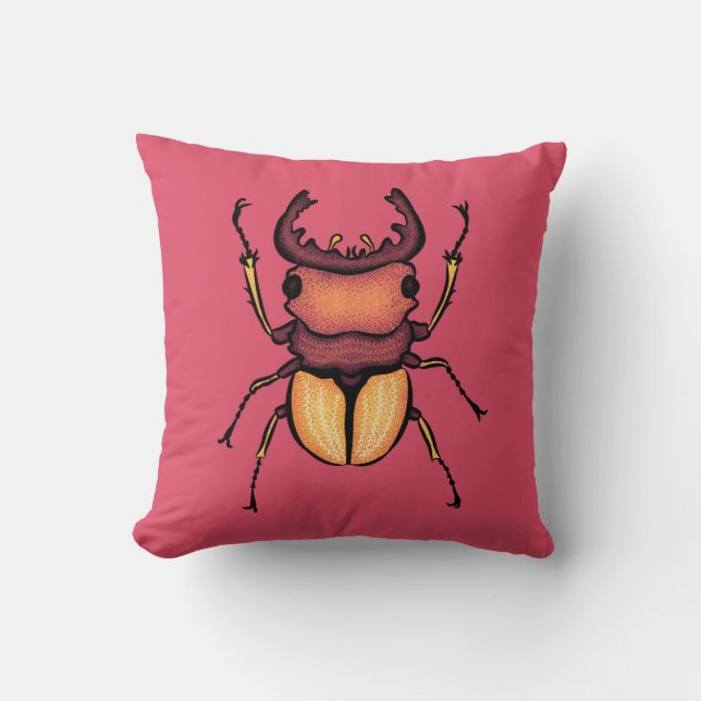 Coussin Art de l'odeur d'insectes du coléoptère rose (Recto)