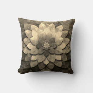Coussin Art de mandala doré antique texturé fleur