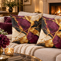 Art de marbre Kintsugi noir or luxe prune