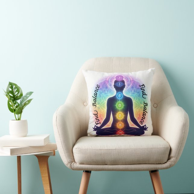 Coussin Art de méditation des Chakras | Sept Symboles Colo (Chaise)