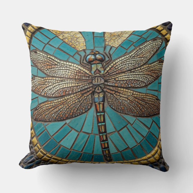 Coussin Art de mosaïque Libellule (Recto)