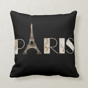 Coussin Art de mot de Paris de carte du cru 1889