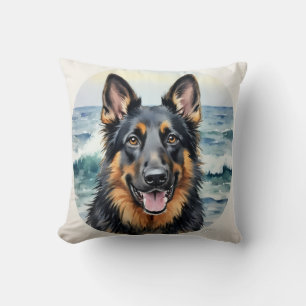 Coussin Art de motif de confettis aquarelle Bernedoodle