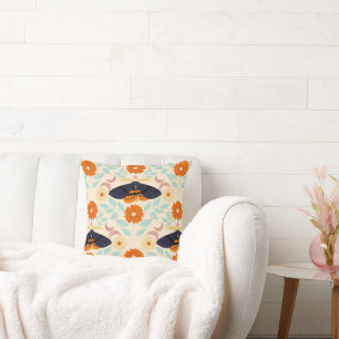 Coussin Art de motif de papillon de nuit Cottagecore Con