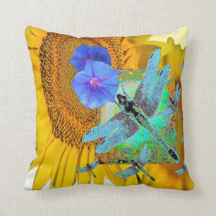 COUSSIN ART DE MOTIF DE TOURNESOL DE LIBELLULES DE