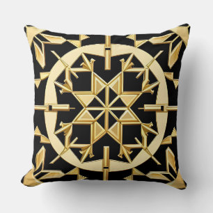 Coussin Art de motif géométrique doré élégant