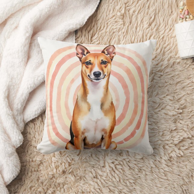 Coussin Art de motif ondulé aquarelle Basenji (Couverture)