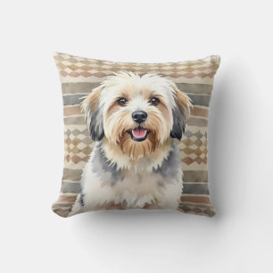 Coussin Art de motif textile aquarelle Terrier Tibétain