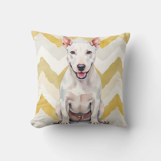 Coussin Art de motif zigzag aquarelle Bull Terrier (Recto)