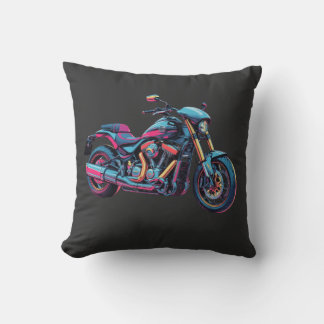 Coussin Art de moto cyberpunk néon futuriste