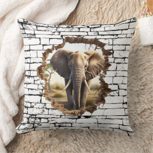Coussin Art de mur de l'éléphant 3D – Safari réaliste (2)