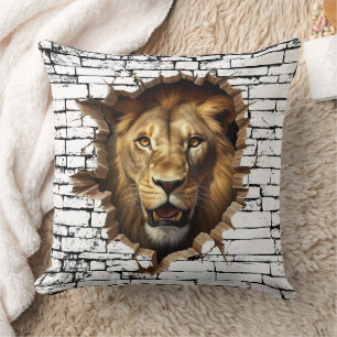Coussin Art de mur de lion 3D – Safari réaliste