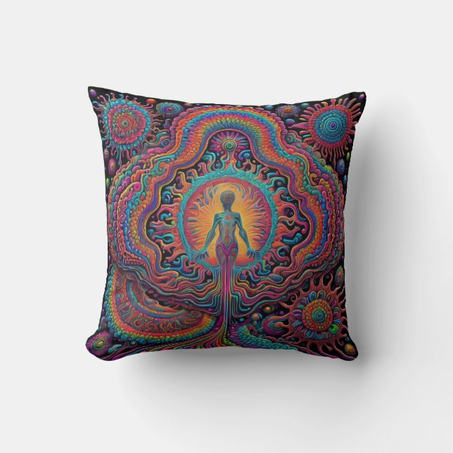 Coussin Art de naissance psychédélique (Recto)