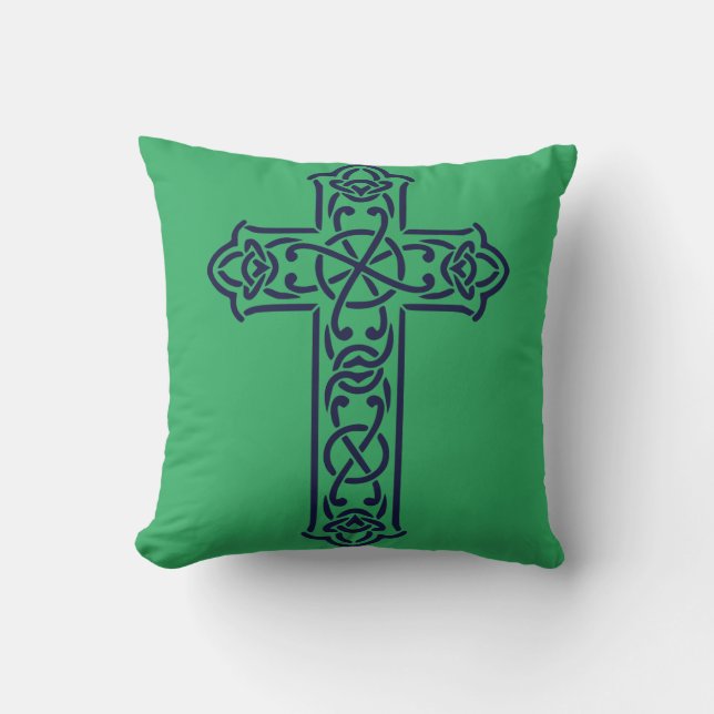 Coussin Art de nœuds graphiques de la Croix celtique (Recto)