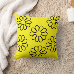Coussin Art de nurserie floral jaune vif