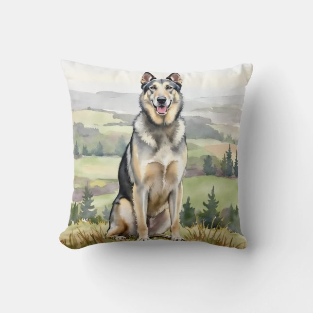 Coussin Art de paysage à l'aquarelle brumeuse de Lévrier I (Recto)