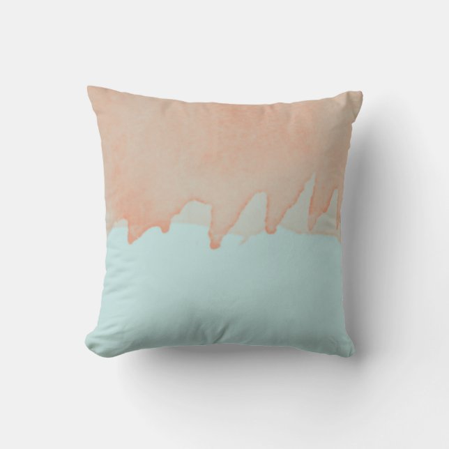Coussin Art de peinture d'aquarelle de bleu et d'orange de (Recto)
