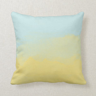 Coussin Art de peinture d'aquarelle de jaune de bleu de