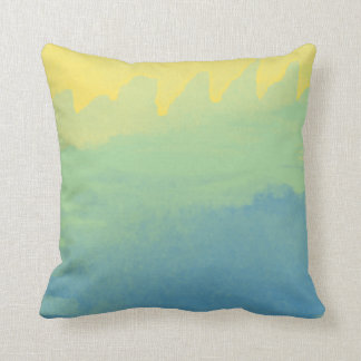 Coussin Art de peinture d'aquarelle de jaune de vert bleu